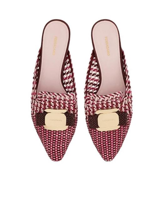 Ferragamo Pink New Vara Plate Mule