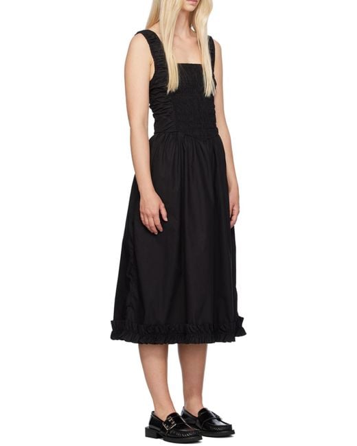Ganni Black Cotton Strap Dress