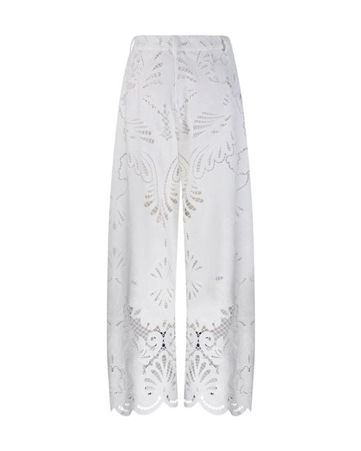 GIUSEPPE DI MORABITO White Broderie Wide-Leg Pants