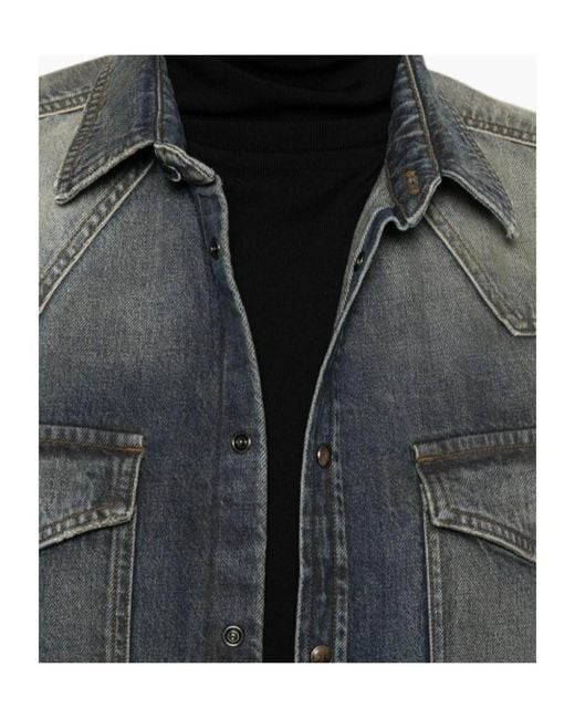 Nine:inthe:morning Gray Long-Sleeve Denim Shirt for men