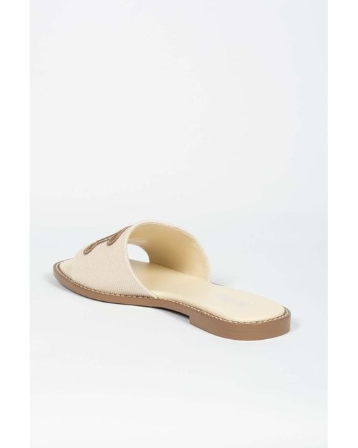 Max Mara Natural Caucaso Logo Slide Sandals