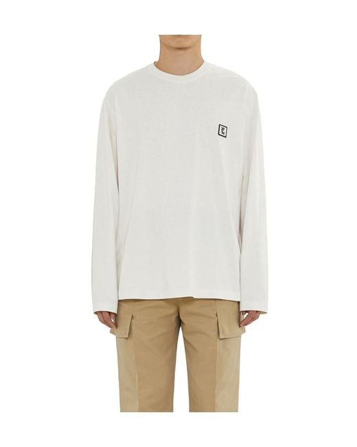 Wooyoungmi White Backlogo Long-Sleeved T-Shirt for men