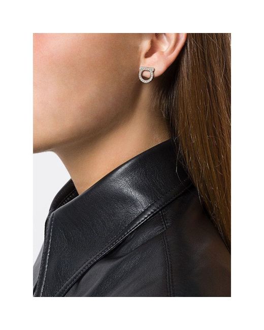 Ferragamo White Ferragamo Gancini Embellished Large Earrings