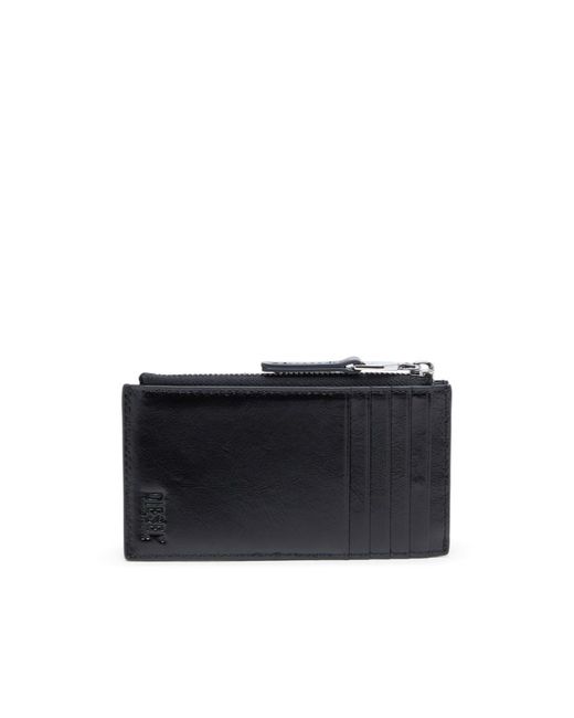 DIESEL Blue Embossed Zip Card Case