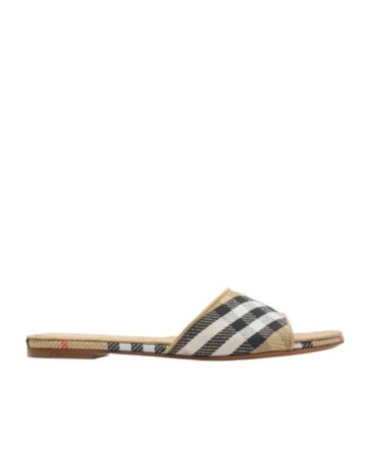 Burberry White Check Sloane Slides