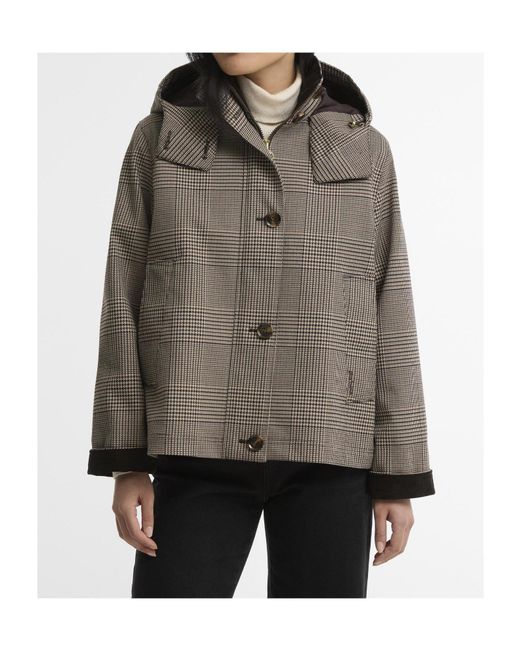 Barbour Brown Check Hooded Short Jacket