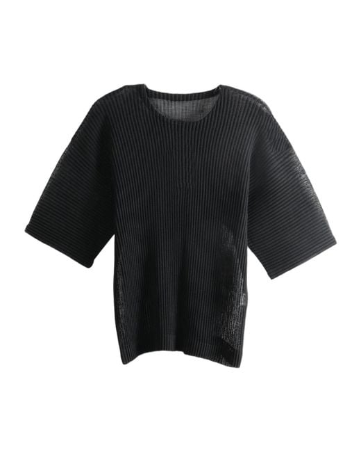 Homme Plissé Issey Miyake Black Crew-Neck T-Shirt for men