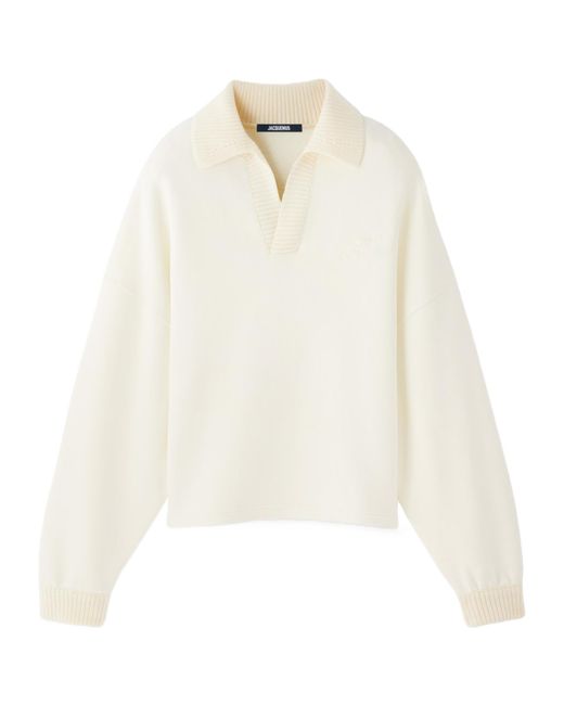 Jacquemus White The Punto Long-Sleeve Polo Shirt for men