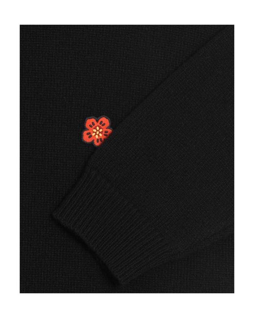 KENZO Black Boke Flower Crewneck Knitted Jumper for men