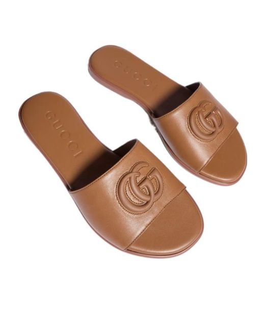 Gucci Brown Double G Slide Sandals