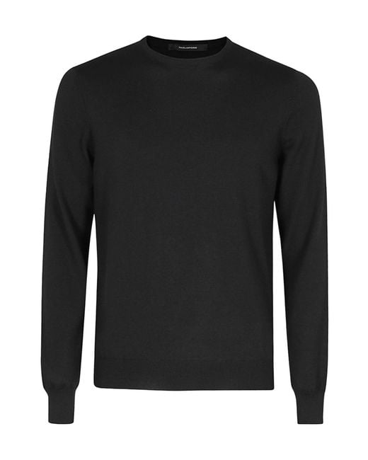 Tagliatore Black Long-Sleeved Knitted Sweater for men