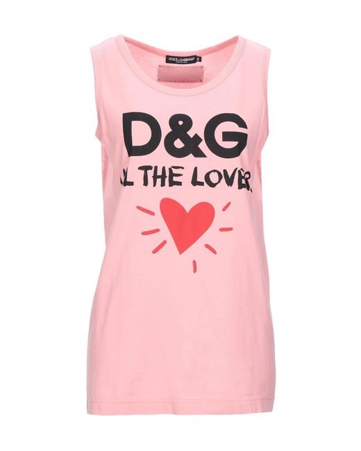 Dolce & Gabbana Pink Printed Sleeveless Tshirt
