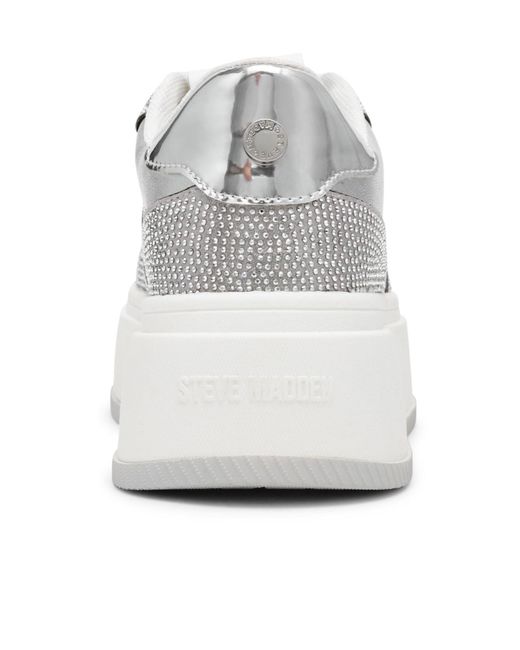 Steve Madden Gray Rhinestone-Embellished Platform Sneakers