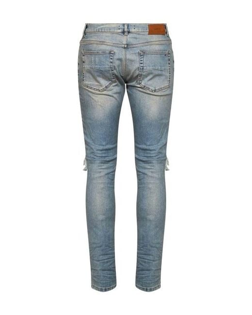 Amiri Blue Distressed Flannel Mx1 Jeans for men