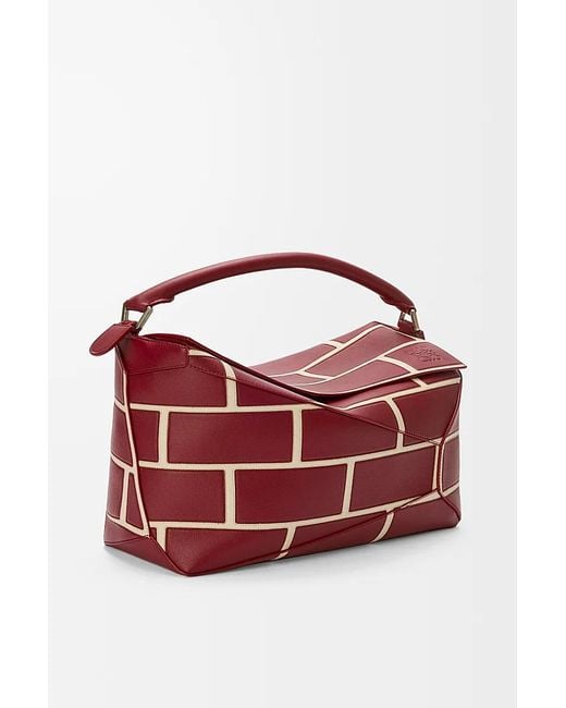 Loewe Red Puzzle Edge Large Brick Bag for men