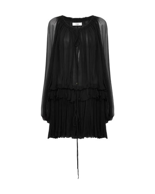 Chloé Black Long-Sleeved Mini Dress