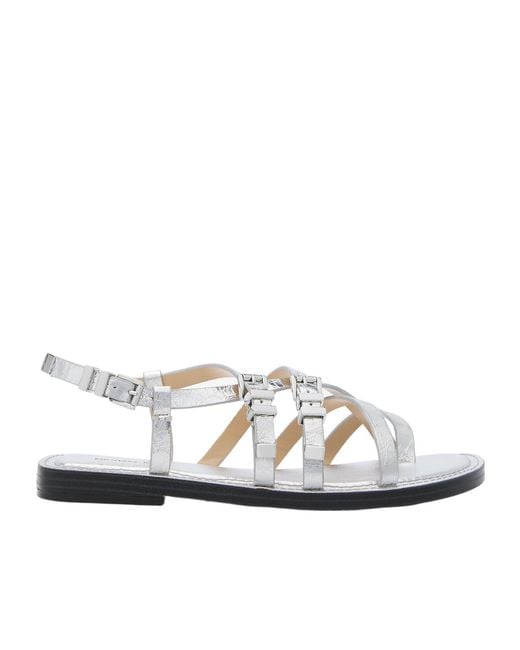 Michael Kors White Michael Darrington Crackled Sandals