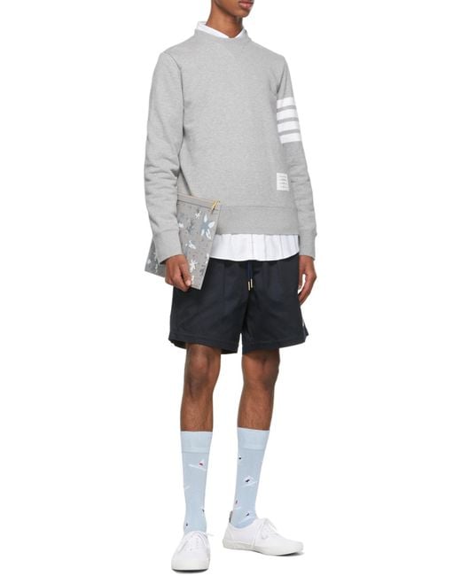 Thom Browne Gray Engineered 4-Bar Crewneck Sweatshirt for men
