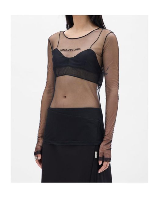Ann Demeulemeester Black Fiene 'Hollow Sound' Tulle T-Shirt