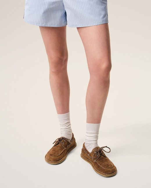 AMI Brown Lace-Up Boat Loafers for men