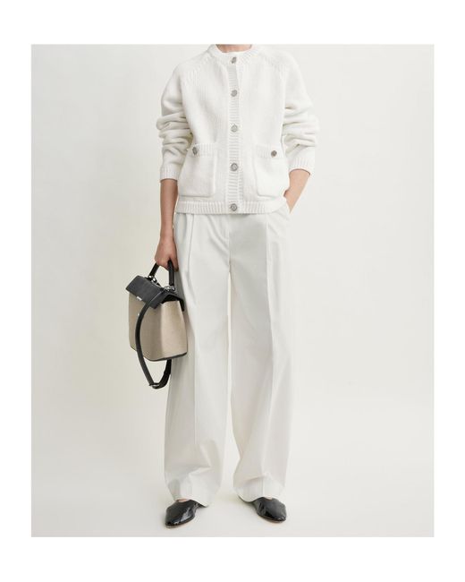 Totême White Hammered Button Cotton Cardigan