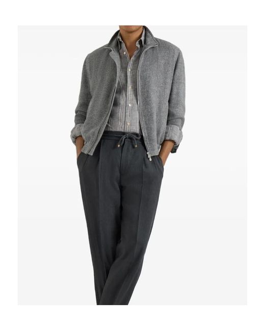 Brunello Cucinelli Gray Mélange-Effect Zip-Up Jacket for men
