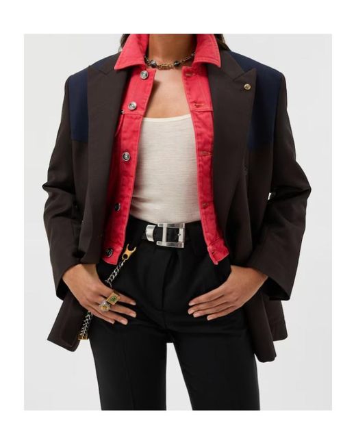 Versace Blue Double-Breasted Panelled Jacket