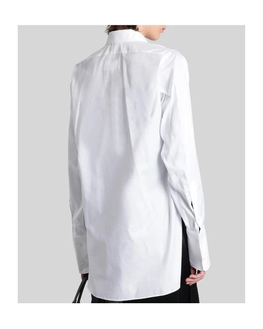 Maison Margiela White Curved-Hem Long Sleeved Shirt