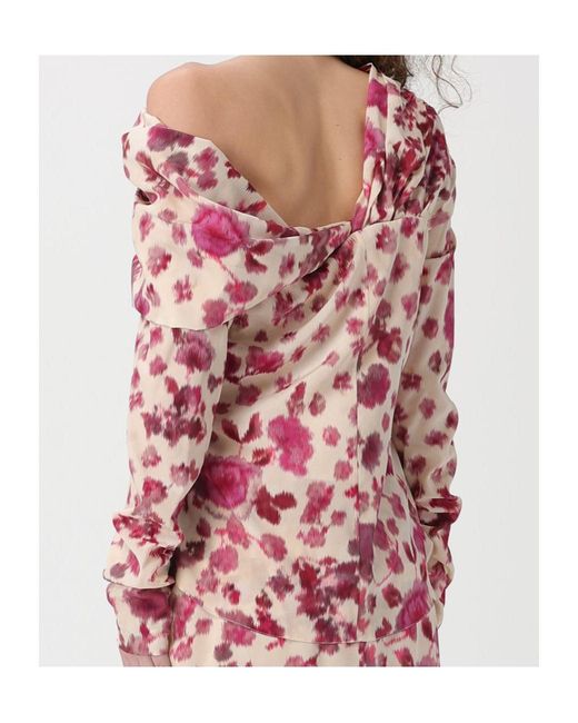 Isabel Marant Pink Danka Off-Shoulder Draped Blouse