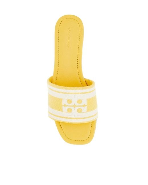 Tory Burch Yellow Logo Flat Slippers