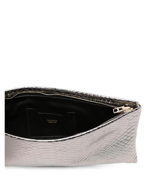 Tom Ford Gray Zip-Top Clutch
