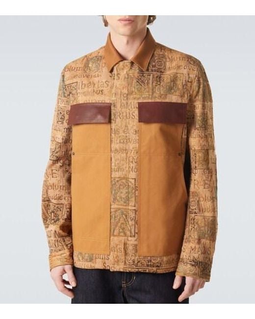 Junya Watanabe Brown Leather-Trimmed Jacquard Jacket for men