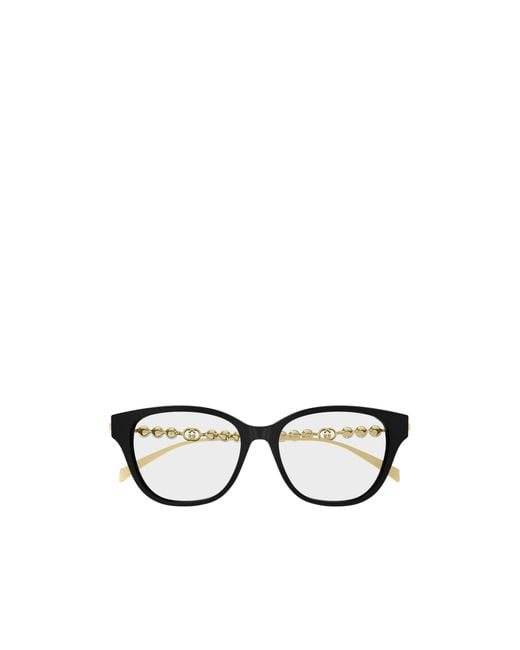 Gucci White Eyewear Embellished Square Frame Glasses