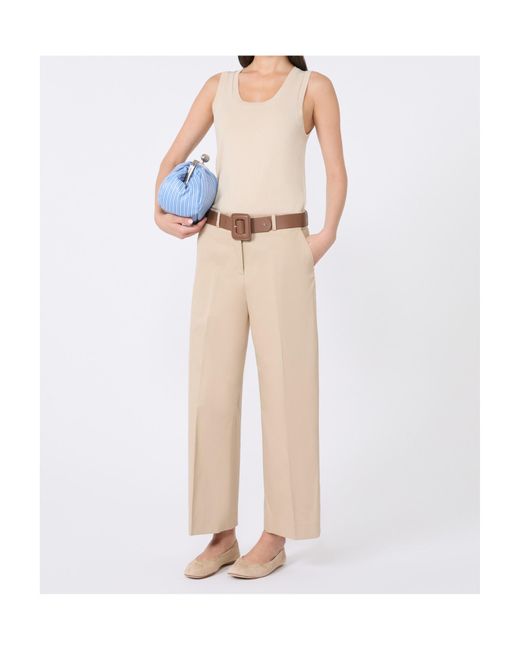 Weekend by Maxmara Natural Cotton Satin Cropped Trousers