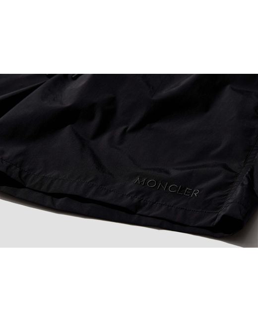 Moncler Black Logo-Embroidered Swim Shorts for men