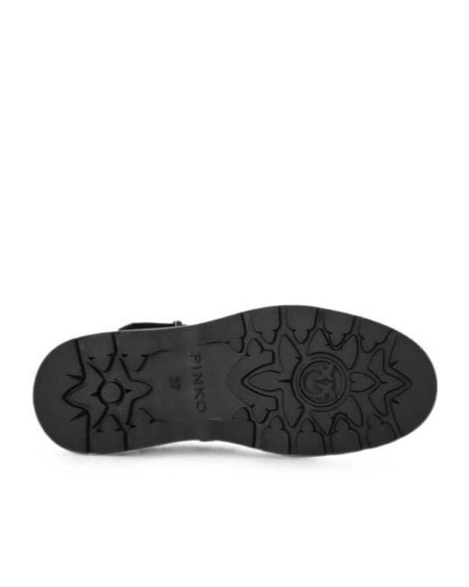 Pinko Black Logo-Strap Buckle-Fastening Boots
