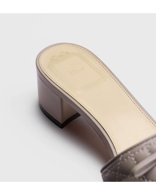 Dior White Cannage Block Heel Mules