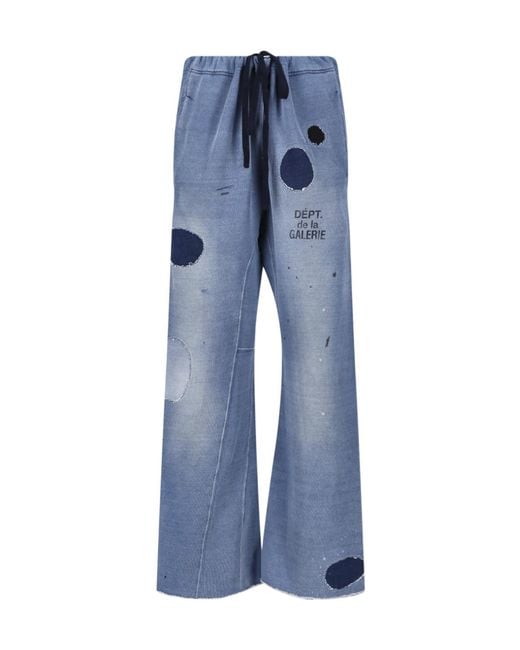 GALLERY DEPT. Blue Relaxed Wide-Leg Trousers With Distressed Detailing And Patchwork Accents for men