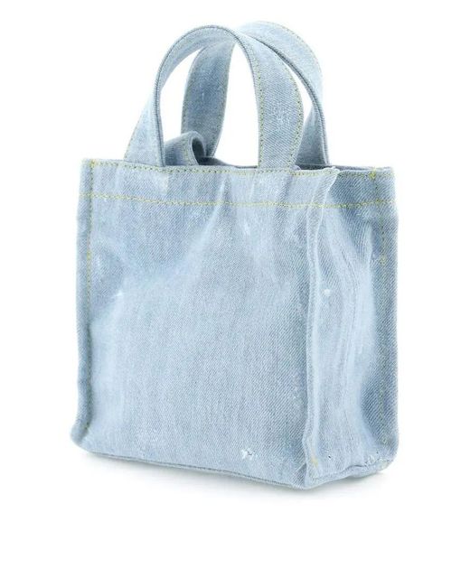 Acne Blue Logo Embossed Denim Tote Bag