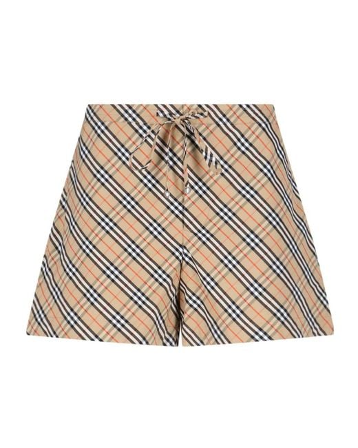 Burberry Natural Check Printed Drawstring Shorts