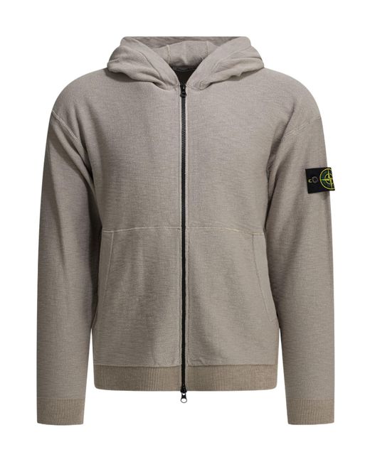 Stone Island Gray Logo Patch Zip-Up Jacket for men