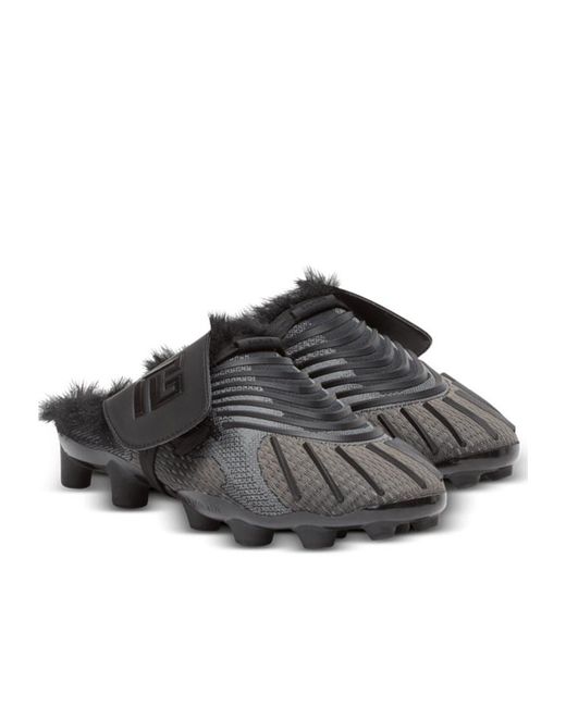 Balmain Brown Half Time Faux Fur-Lined Mules for men