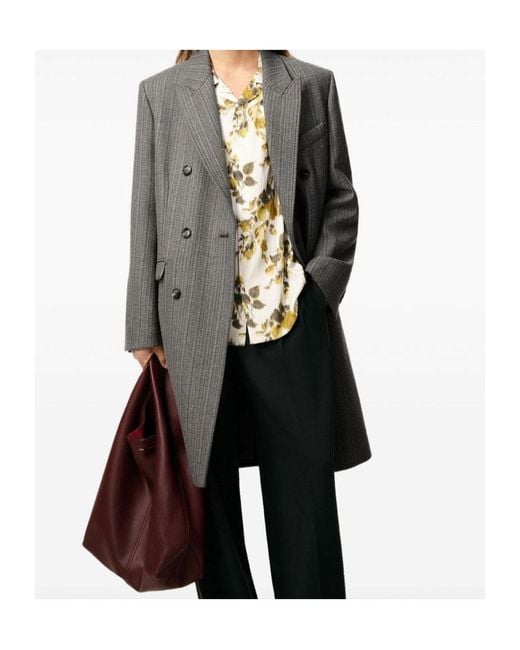 AMI Gray Double-Breasted Coat for men