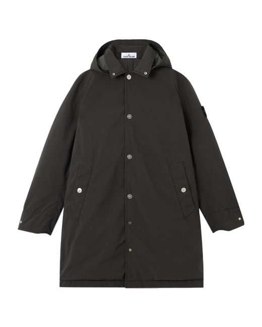 Stone Island Black Long Hooded Parka for men