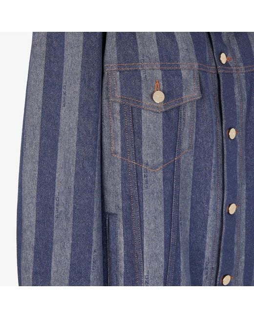 Fendi Blue Striped Button-Up Jacket