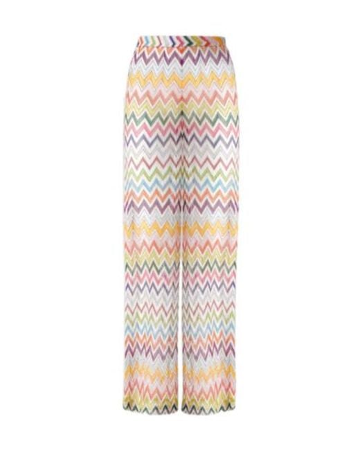 Missoni White Zigzag-Pattern Trousers