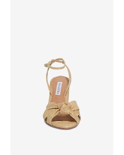 Aquazzura Metallic Knot-Detail Block-Heel Sandals