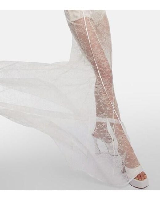 Nensi Dojaka White Bridal Halterneck Lace Gown