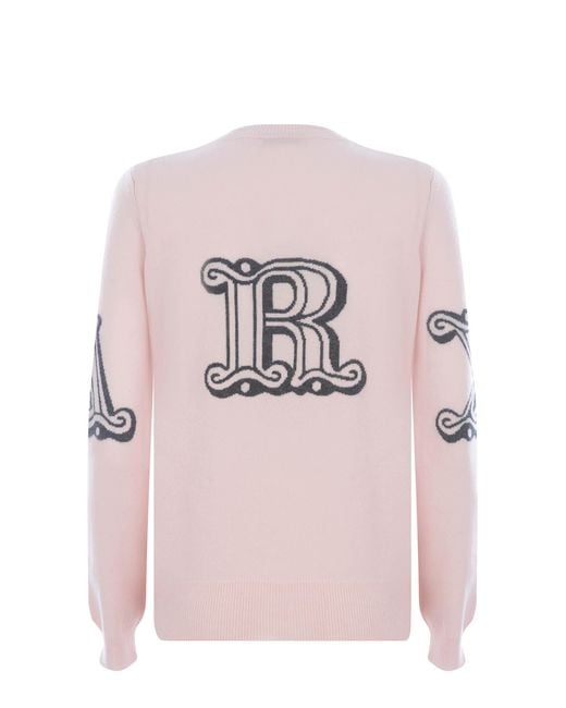 Max Mara Pink Cashmere Logo Pullover