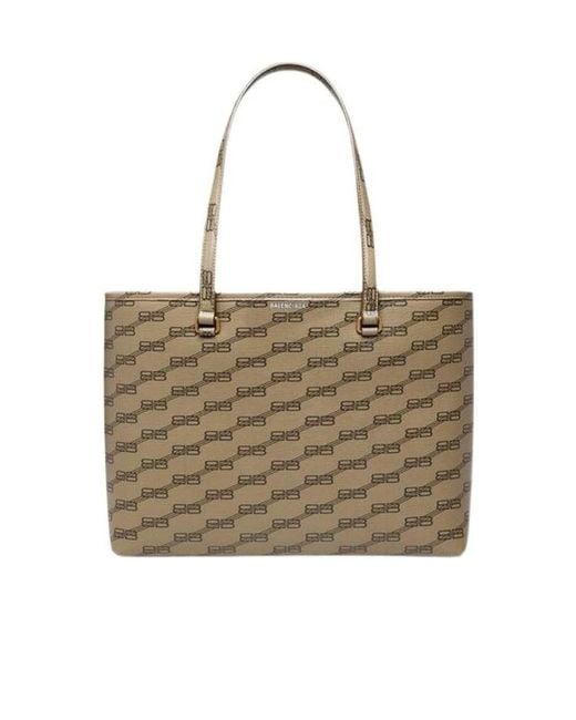 Balenciaga Natural Signature Bb Canvas Tote Bag